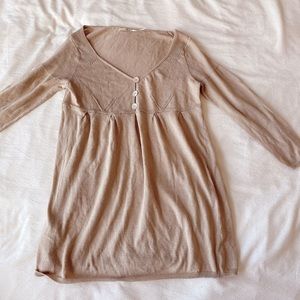 Beige max studio knit soft babydoll sweater